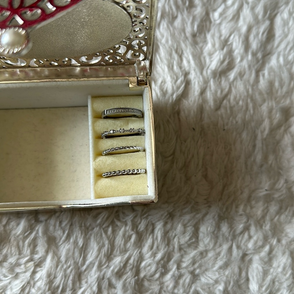 Silver plated with cubic zirconia 3 band set